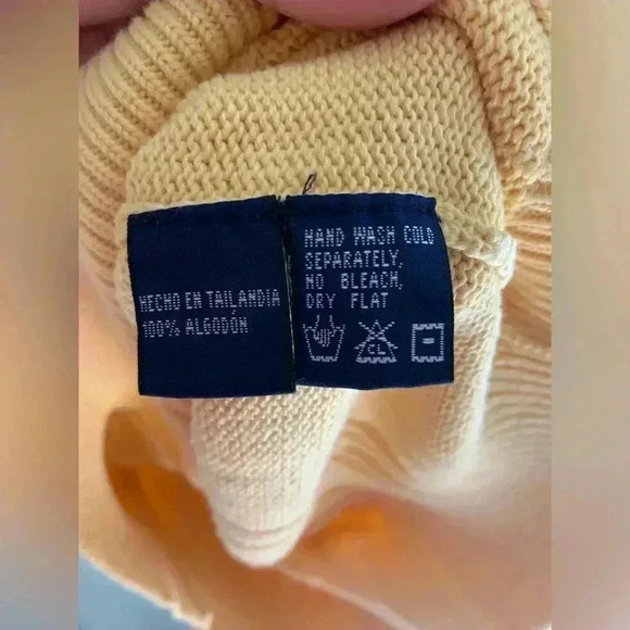 Men’s Nautica Vintage Light Yellow Knit Heavyweight Crew Neck Sweater Size Large - Picture 4 of 9